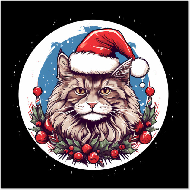 Maine Coon Cat Xmas, Love Cats Wall Art by logiamerch