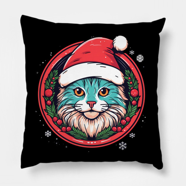 Manx Cat  Xmas, Love Cats Pillow by logiamerch
