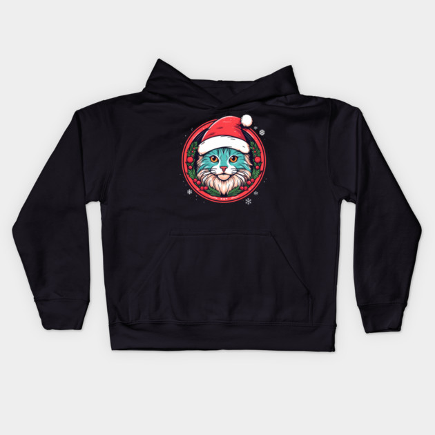 Manx Cat  Xmas, Love Cats Kids Hoodie by logiamerch