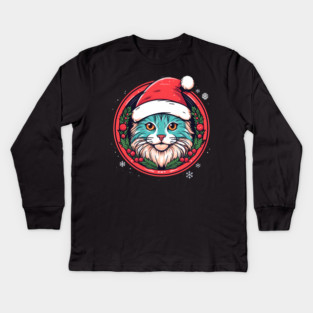 Manx Cat  Xmas, Love Cats Kids Long Sleeve T-Shirt