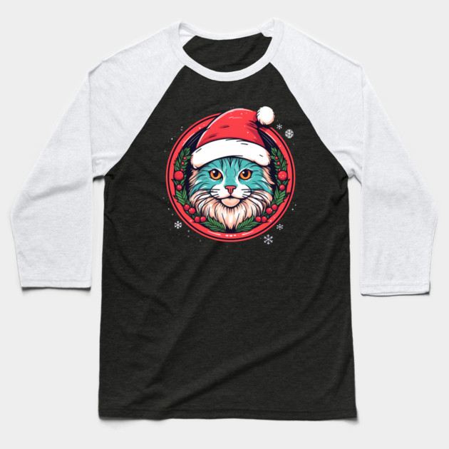 Manx Cat  Xmas, Love Cats Baseball T-Shirt by logiamerch