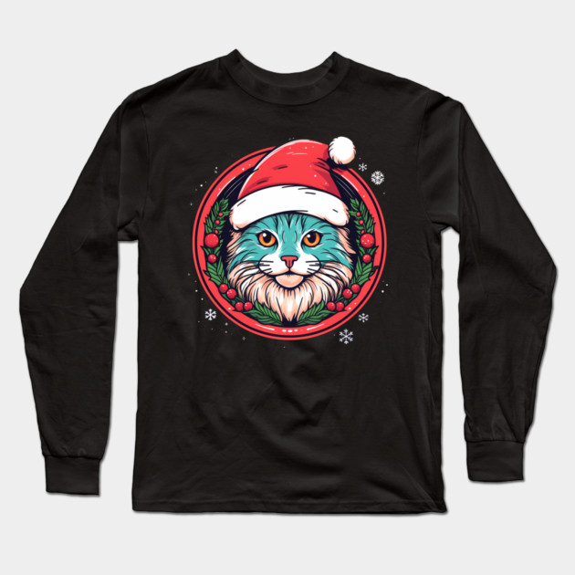 Manx Cat  Xmas, Love Cats Long Sleeve T-Shirt by logiamerch