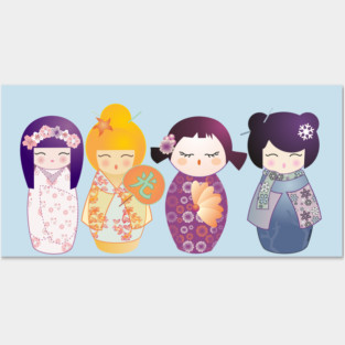 Kokeshis Four seasons Posters and Art