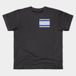 Map of Israel on Stylized Israeli Flag Kids T-Shirt