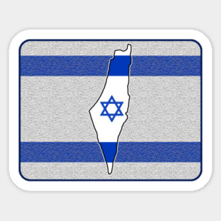 Map of Israel on Stylized Israeli Flag Sticker