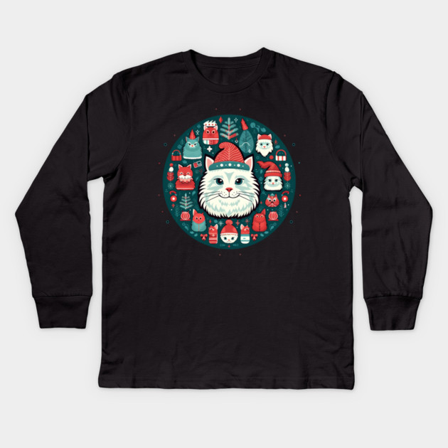Norwegain Forest Cat  Xmas, Love Cats Kids Long Sleeve T-Shirt by logiamerch