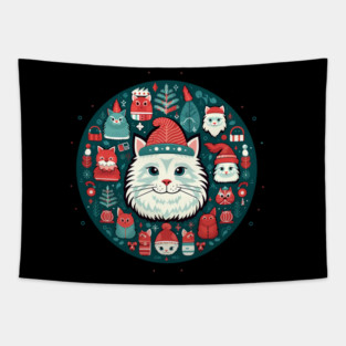 Norwegain Forest Cat  Xmas, Love Cats Tapestry