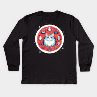 Norwegain Forest Cat  Xmas, Love Cats Kids Long Sleeve T-Shirt