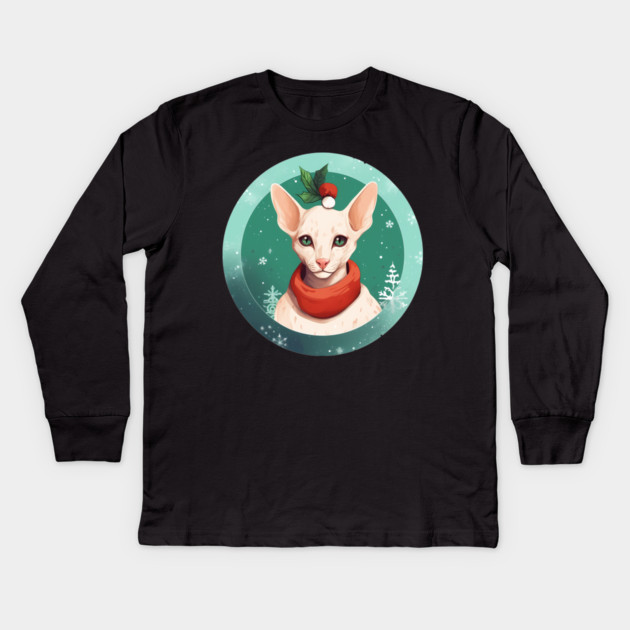 Oriental Shorthair Cat Xmas, Love Cat Kids Long Sleeve T-Shirt by logiamerch