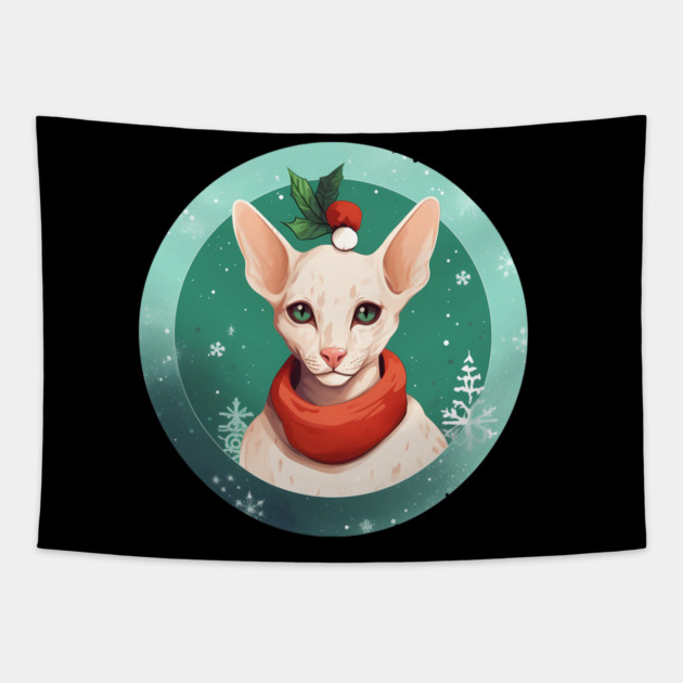 Oriental Shorthair Cat Xmas, Love Cat Tapestry by logiamerch