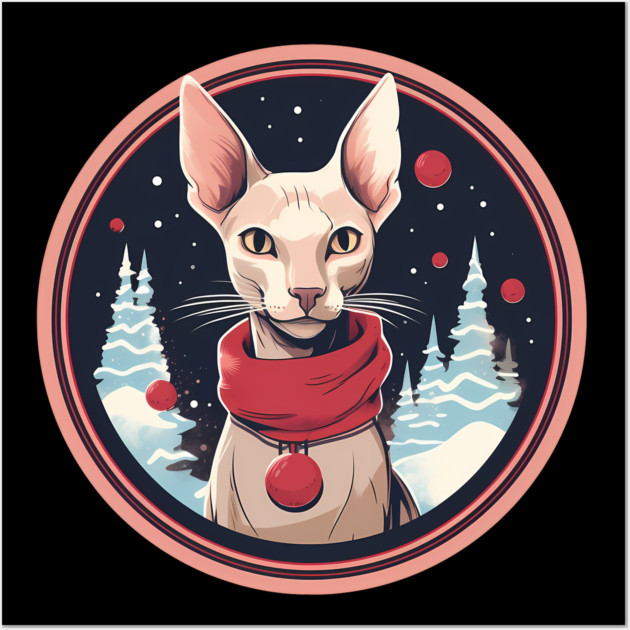 Oriental Shorthair Cat Xmas, Love Cat Wall Art by logiamerch
