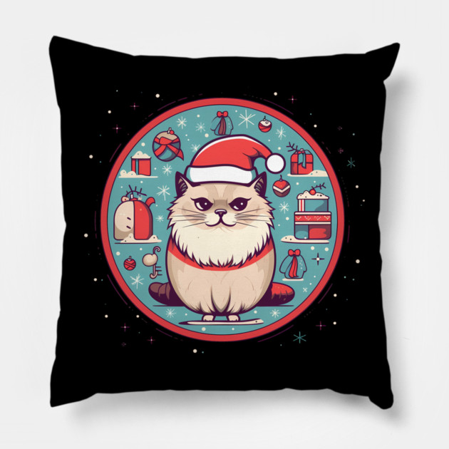 Ragdoll Cat Xmas, Love Cats Pillow by logiamerch