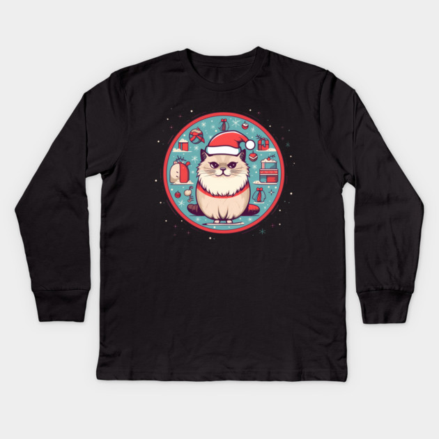 Ragdoll Cat Xmas, Love Cats Kids Long Sleeve T-Shirt by logiamerch