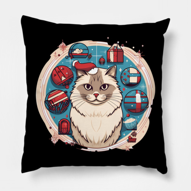 Ragdoll Cat Xmas, Love Cats Pillow by logiamerch