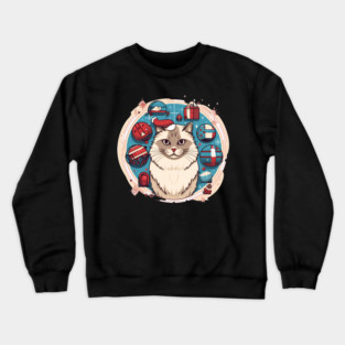 Ragdoll Cat Xmas, Love Cats Crewneck Sweatshirt