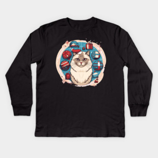Ragdoll Cat Xmas, Love Cats Kids Long Sleeve T-Shirt