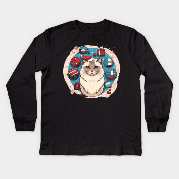Ragdoll Cat Xmas, Love Cats Kids Long Sleeve T-Shirt by logiamerch