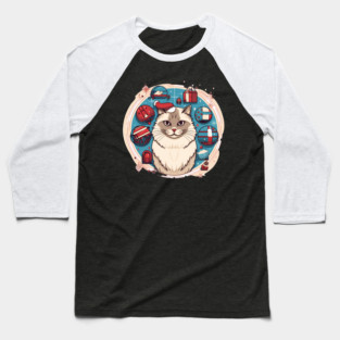 Ragdoll Cat Xmas, Love Cats Baseball T-Shirt