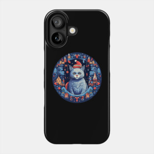Russian Blue Cat Xmas, Love Cats Phone Case