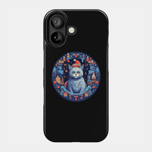 Russian Blue Cat Xmas, Love Cats Phone Case by logiamerch