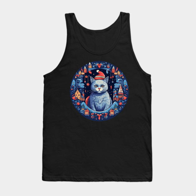 Russian Blue Cat Xmas, Love Cats Tank Top by logiamerch