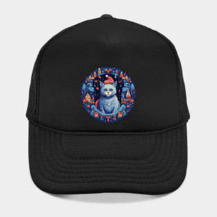 Russian Blue Cat Xmas, Love Cats Hat