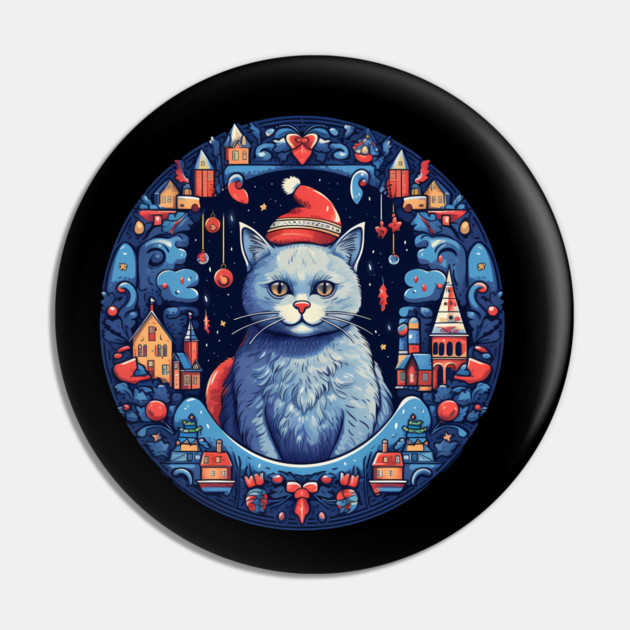 Russian Blue Cat Xmas, Love Cats Pin by logiamerch