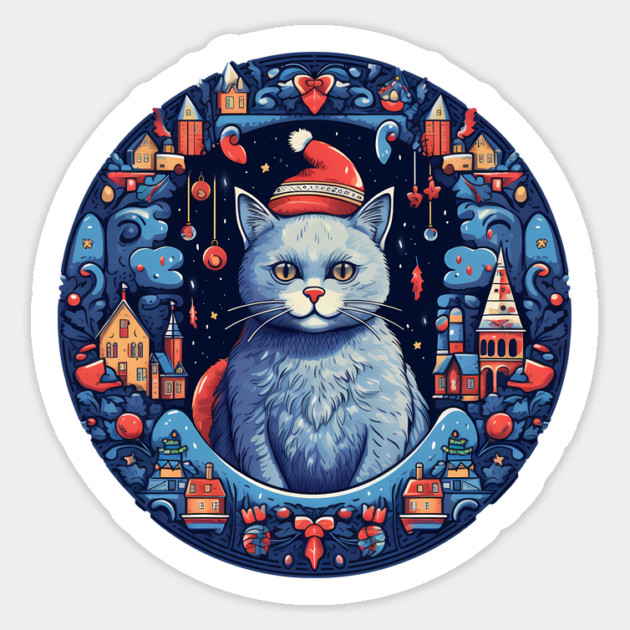 Russian Blue Cat Xmas, Love Cats Sticker by logiamerch
