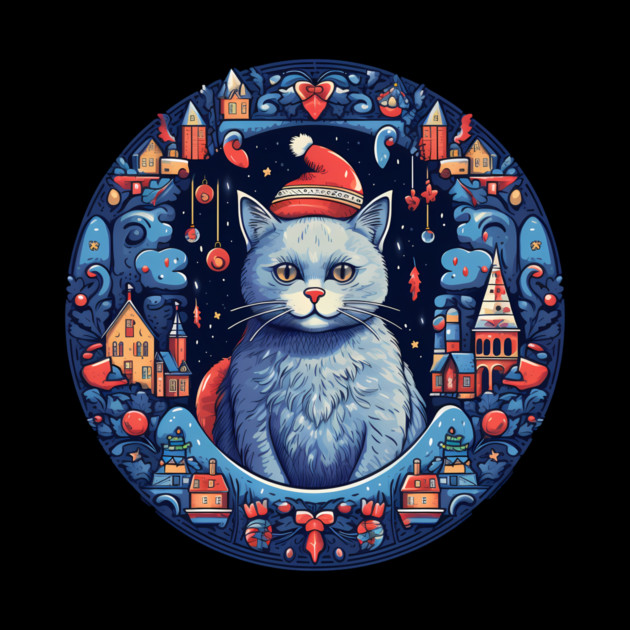 Russian Blue Cat Xmas, Love Cats by logiamerch