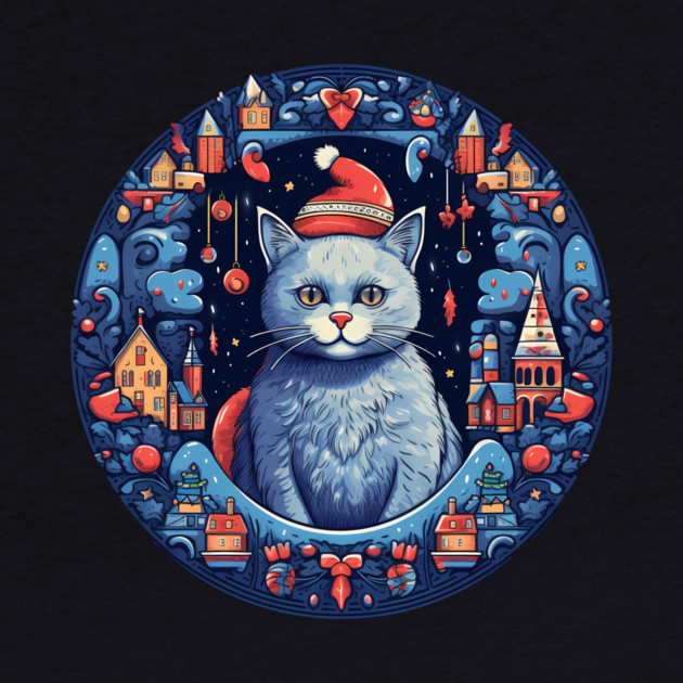 Russian Blue Cat Xmas, Love Cats by logiamerch