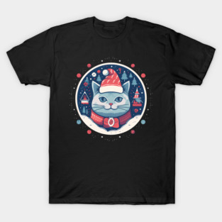 Russian Blue Cat Xmas, Love Cats T-Shirt