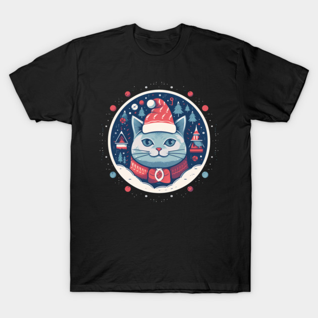 Russian Blue Cat Xmas, Love Cats T-Shirt by logiamerch