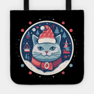 Russian Blue Cat Xmas, Love Cats Tote