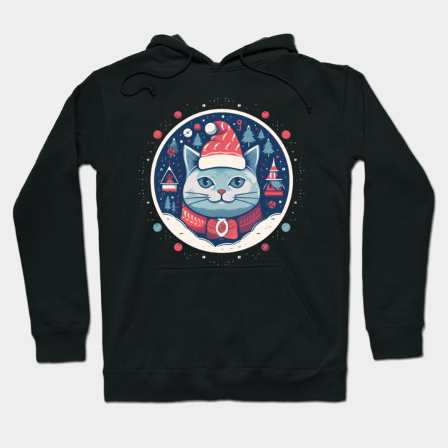 Russian Blue Cat Xmas, Love Cats Hoodie by logiamerch