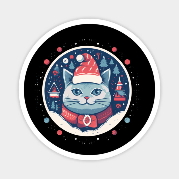 Russian Blue Cat Xmas, Love Cats Magnet by logiamerch