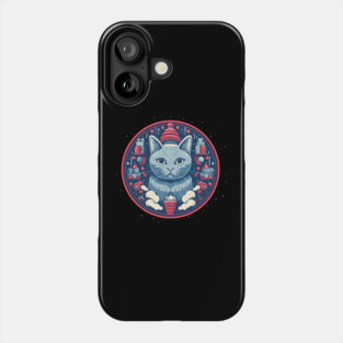 Russian Blue Cat Xmas, Love Cats Phone Case