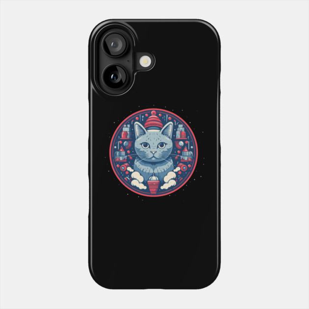 Russian Blue Cat Xmas, Love Cats Phone Case by logiamerch