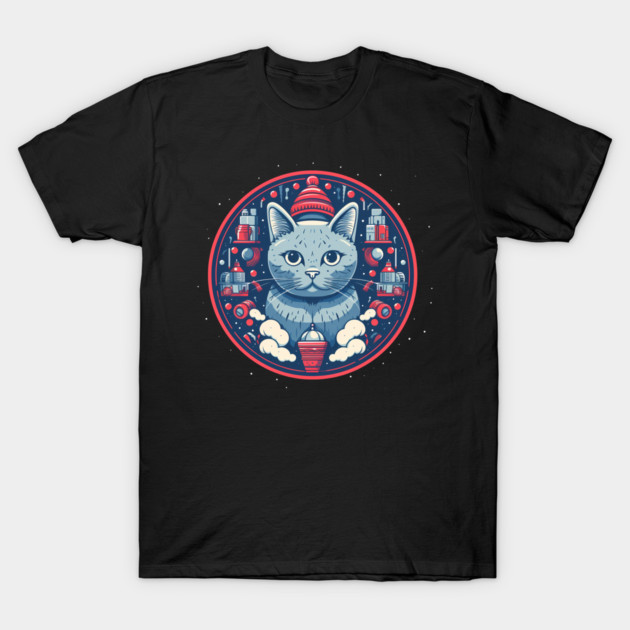 Russian Blue Cat Xmas, Love Cats T-Shirt by logiamerch