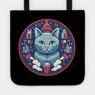 Russian Blue Cat Xmas, Love Cats Tote