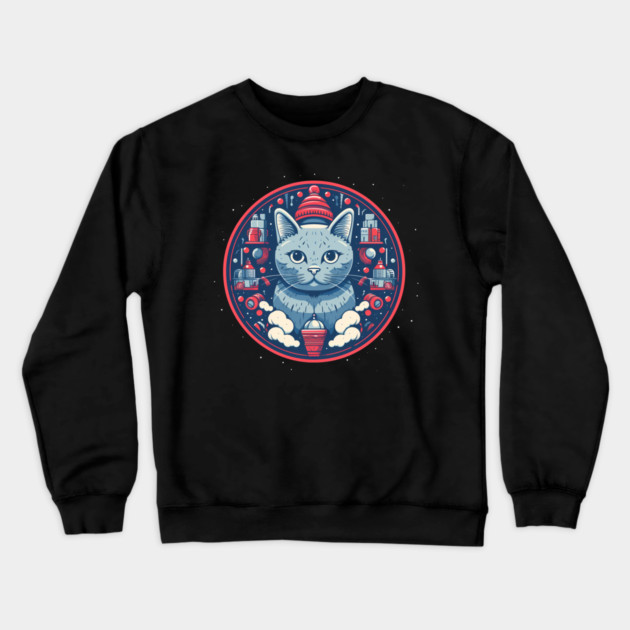 Russian Blue Cat Xmas, Love Cats Crewneck Sweatshirt by logiamerch
