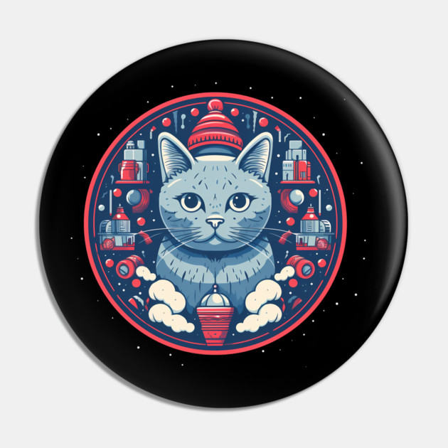 Russian Blue Cat Xmas, Love Cats Pin by logiamerch
