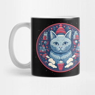 Russian Blue Cat Xmas, Love Cats Mug
