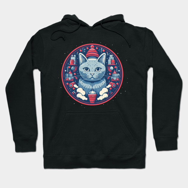 Russian Blue Cat Xmas, Love Cats Hoodie by logiamerch