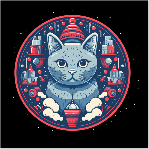 Russian Blue Cat Xmas, Love Cats Wall Art by logiamerch