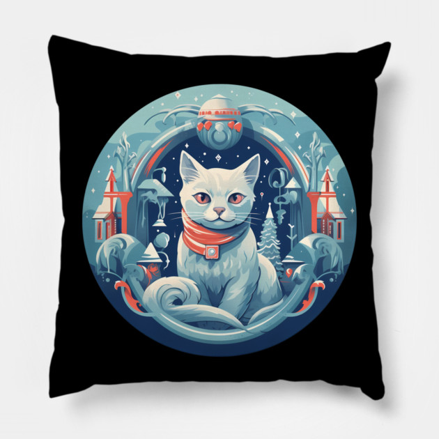 Russian Blue Cat Xmas, Love Cats Pillow by logiamerch