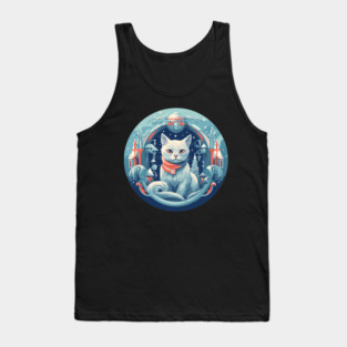 Russian Blue Cat Xmas, Love Cats Tank Top