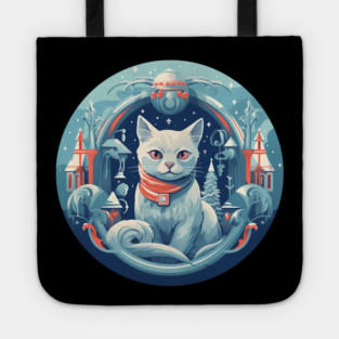 Russian Blue Cat Xmas, Love Cats Tote