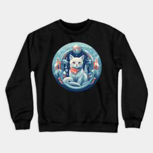Russian Blue Cat Xmas, Love Cats Crewneck Sweatshirt