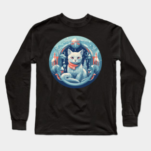 Russian Blue Cat Xmas, Love Cats Long Sleeve T-Shirt