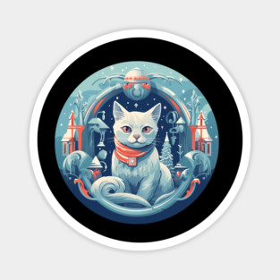 Russian Blue Cat Xmas, Love Cats Magnet